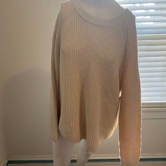 Aqua Curve ECRU Melande Beige Cable knit sweater, size 2X - Picture 1 of 3